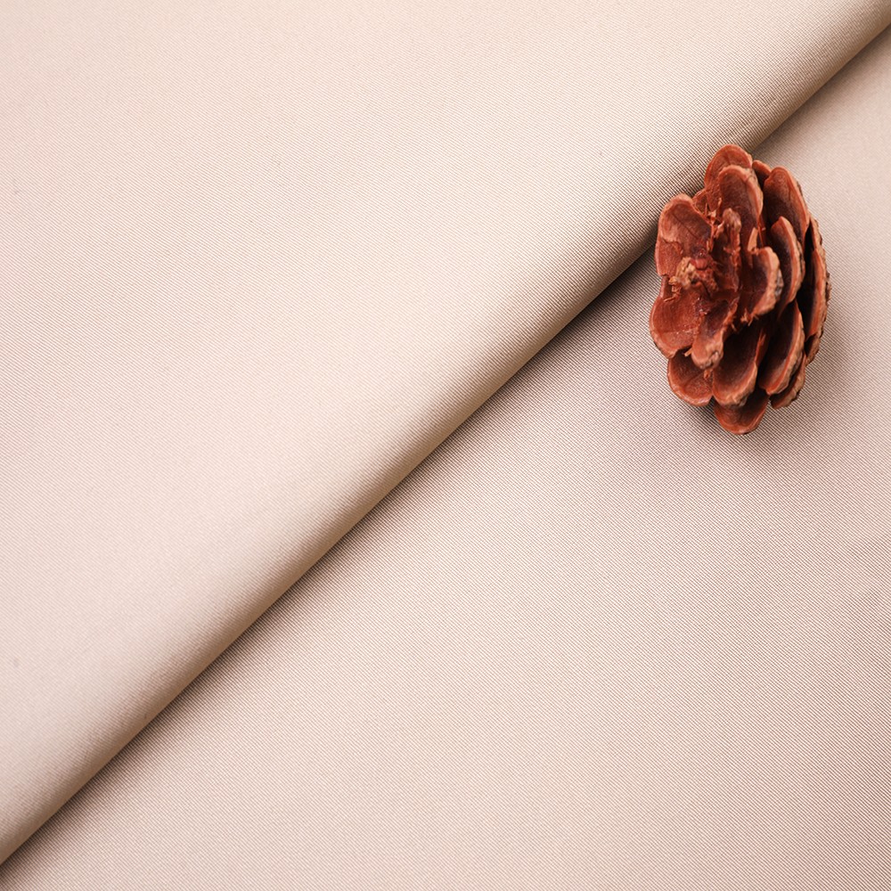 100% Cotton Imitation Tencel Twill Fabric - Solid Beige, 135-140 GSM, Width 148 CM