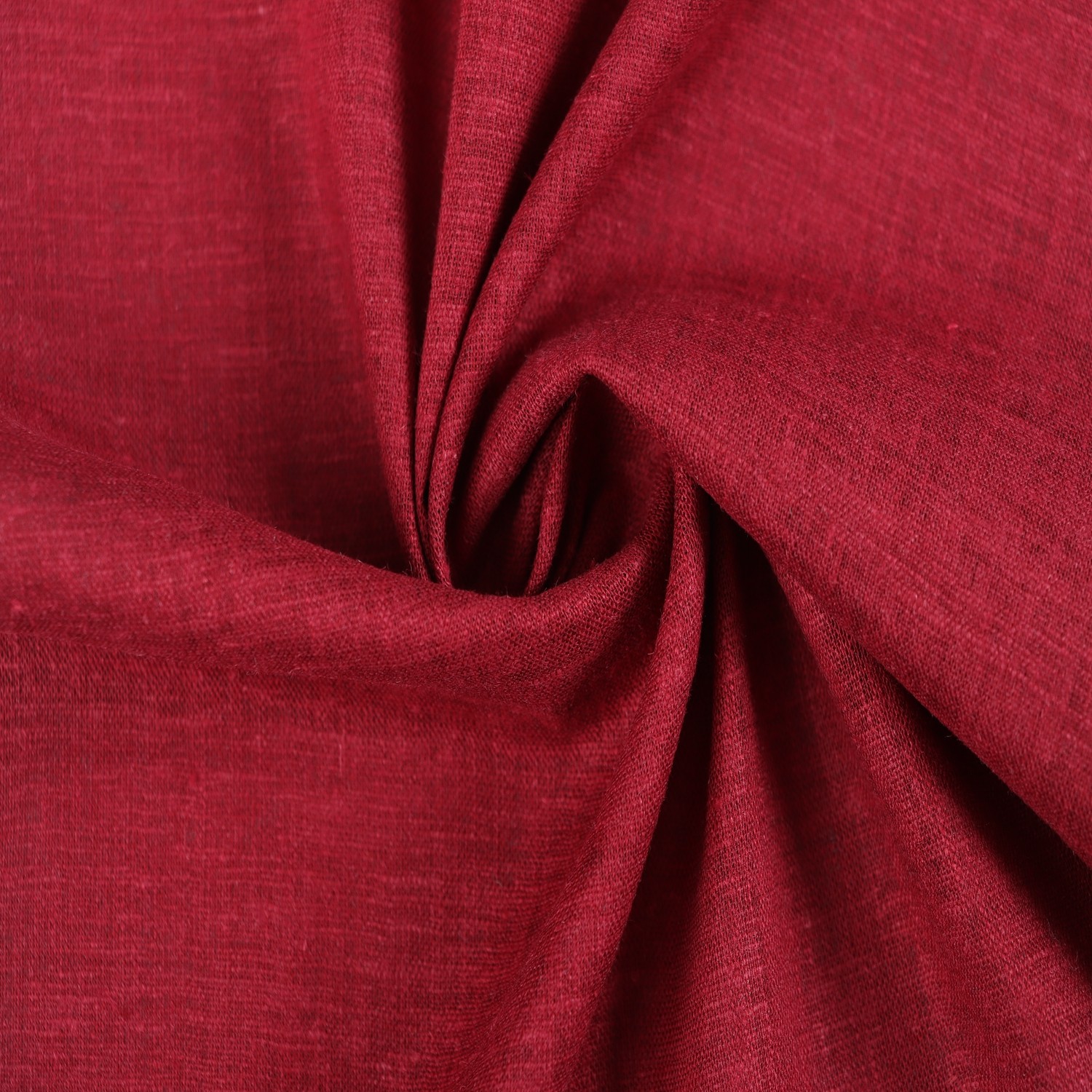 55% Linen 42% Viscose 3% Spandex Fabric - Solid Deep Red, 150-155 GSM, Width 138 CM