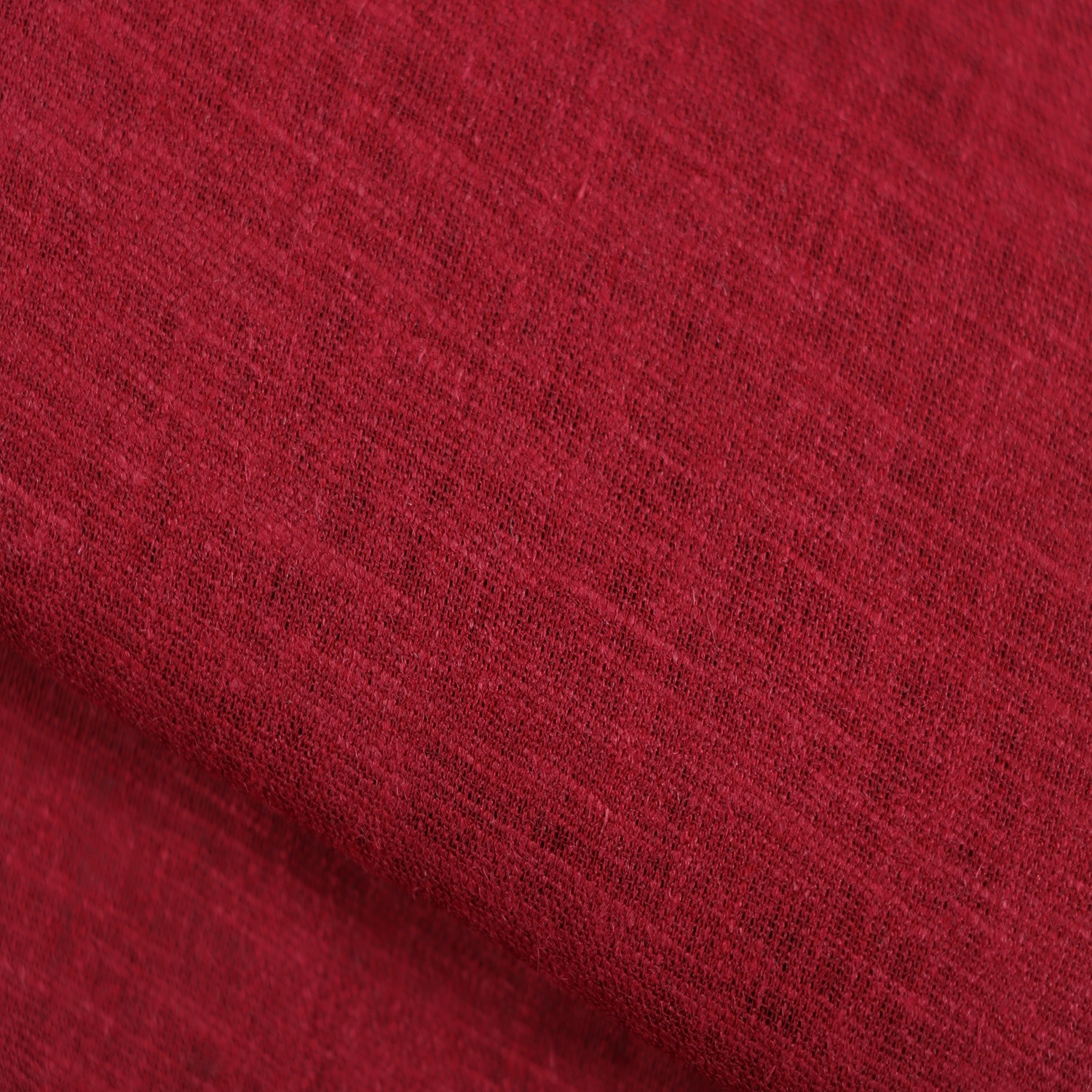 55% Linen 42% Viscose 3% Spandex Fabric - Solid Deep Red, 150-155 GSM, Width 138 CM
