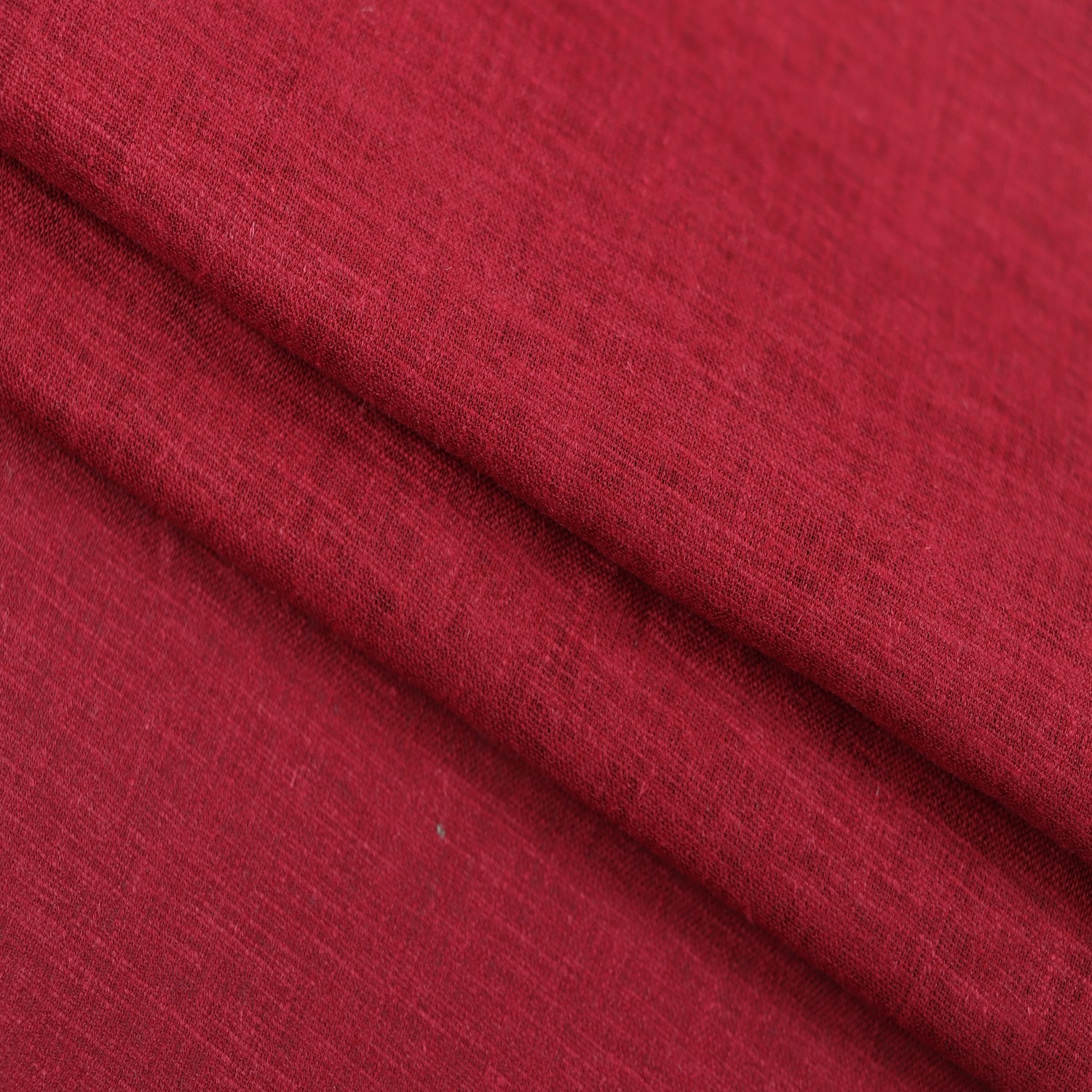 55% Linen 42% Viscose 3% Spandex Fabric - Solid Deep Red, 150-155 GSM, Width 138 CM