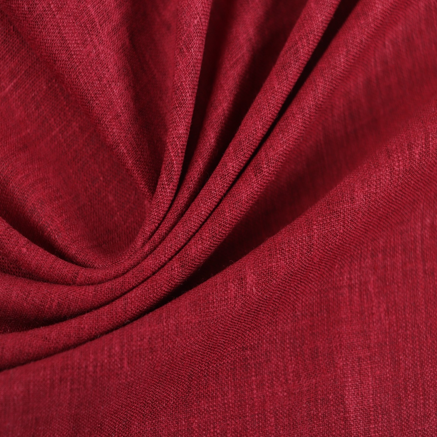 55% Linen 42% Viscose 3% Spandex Fabric - Solid Deep Red, 150-155 GSM, Width 138 CM